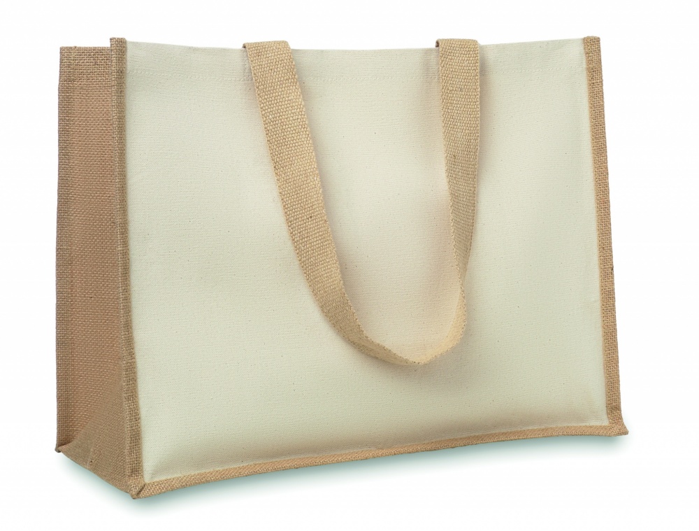 Logo trade promotional giveaways picture of: Jute and canvas shopping bag
